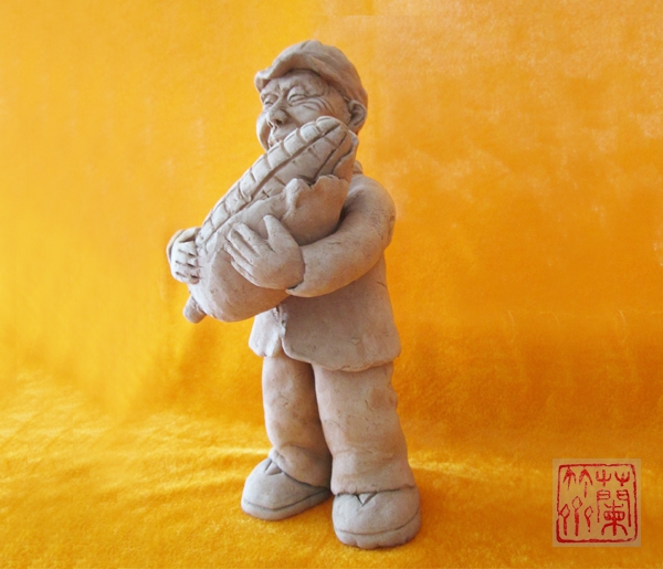 泥人雕塑 《丰收》 赵旭辉作品【兰竹斋.古玩收藏】